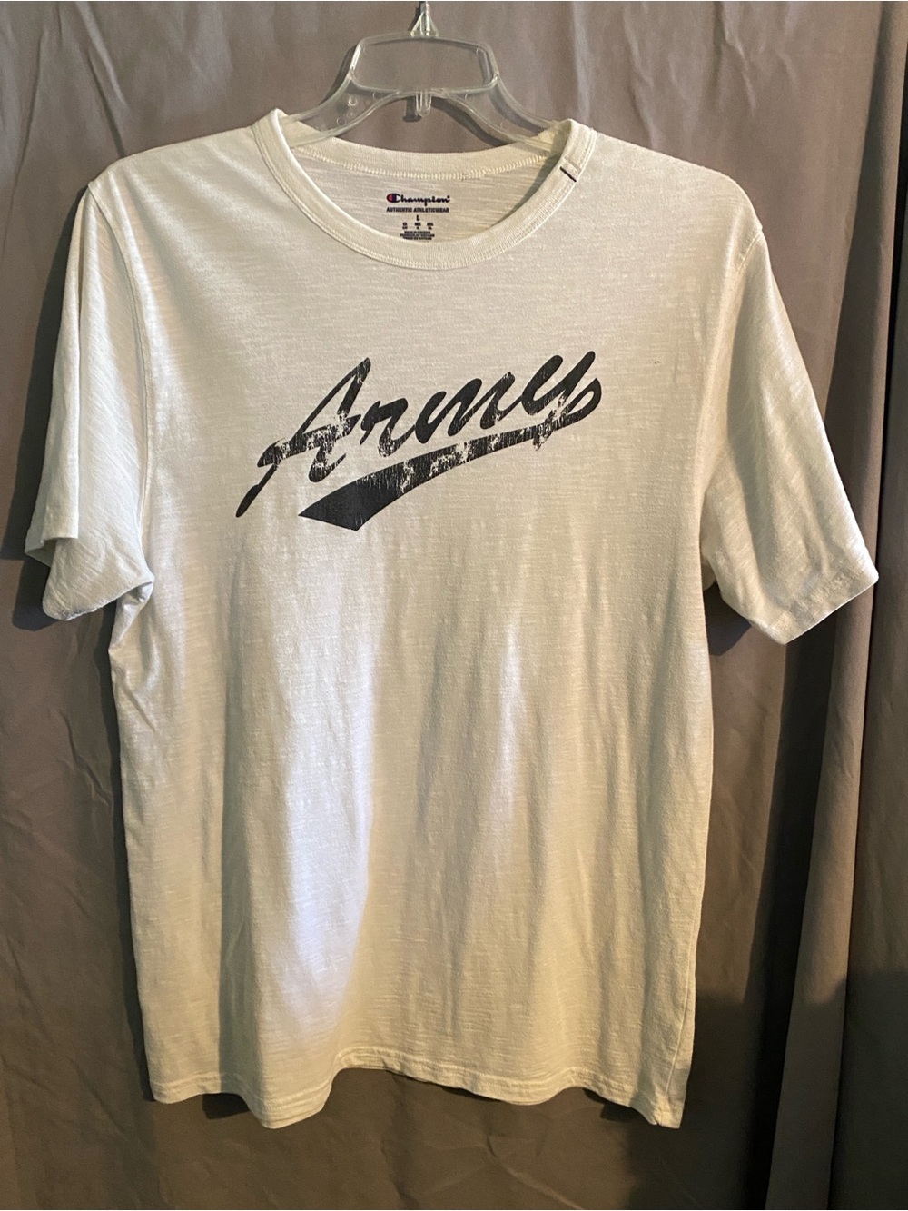 Champion Men’s White Short Sleeve Graphic Tee with Black Script